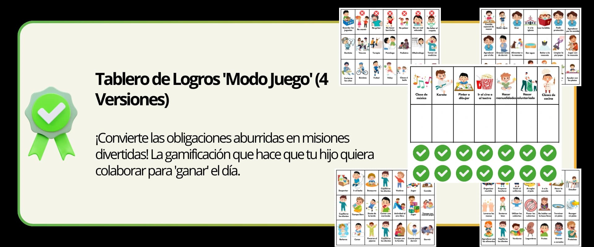 Tablero de Logros Modo Juego - 4 Versiones